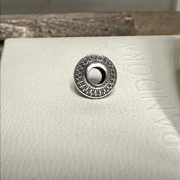 Pandora great shape crystal cz pave logo ball sterling silver s925 ale charm - Picture 3 of 3